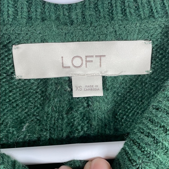 LOFT Forest Green Cable Knit Cardigan - Picture 2 of 7